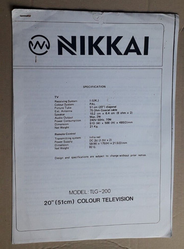 Nikkai model tlg 200 - nikkai, 20"