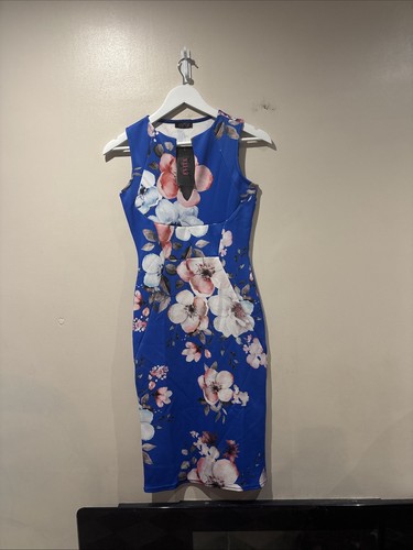 Blue floral sleeveless - blue,