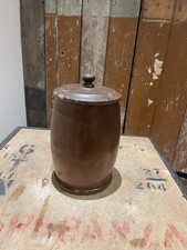 Vintage Wooden Ice Bucket Biscuit Tobacco Barrel Lidded