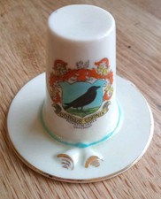 Vintage Crested China Traditional Welsh Hat Royston Hertfordshire Crest Cyclone