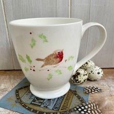 CAROLINE ZOOB LARGE SPONGEWARE ROBIN MUG ECP DESIGN SHABBY CHIC CHRISTMAS NEW