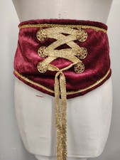 Historical Style Deep Red Velour Belt Faux Corset Style Panto Larp Costume Fancy