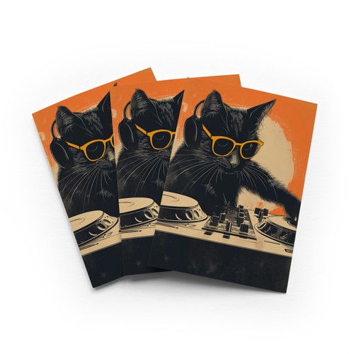 Decks black cat greeting - decks,