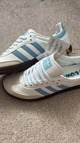 Adidas samba white blue low - samba, white/blue
