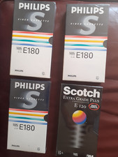 3 Phillips E-180 + 1 Scotch E120 Blank VHS Tapes Vintage NEW/SEAL