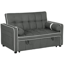Two-Seater Linen-Look Sofa Bed