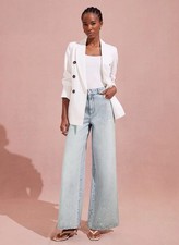 Mint Velvet Light Indigo Diamante Wide Leg Jeans RRP £135