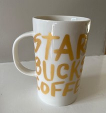 Starbucks Coffee 2015 White Gold Graffiti Lettering Latte Tall Mug 16 Oz.