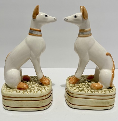 Pair porcelain vintage whippet - pair,