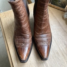 R Soles Judy Rothchild US 71/2 Uk 5 Short Cowboy Boots Vintage Dark Tan Woman