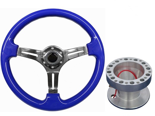 Blue chrome steering wheel - steering,