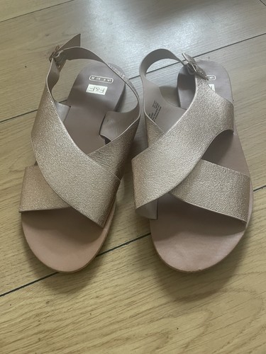 Ladies rose gold flat sandals - ladies,