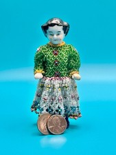 German Antique Frozen Charlotte in Original Beaded Outfit 10.5cm/4 1/2" high