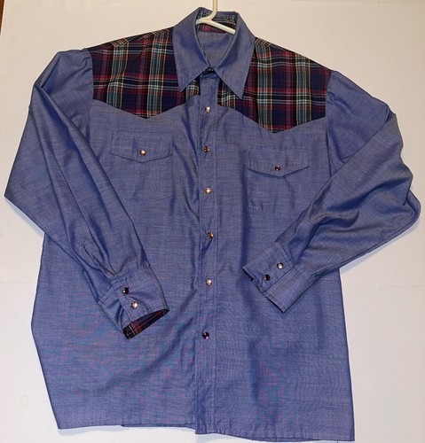 Handmade western shirt blue - handmade,