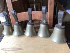 5 X Mears Vintage Bronze Handbells A D E F G
