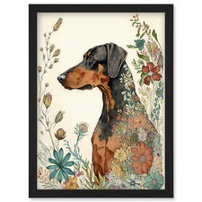 Doberman Dog Spring Flowers