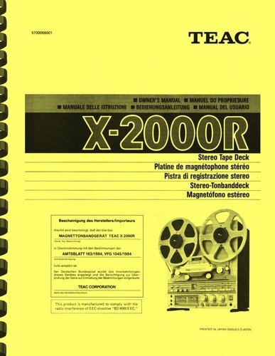 Teac 2000r reel - reel-to-reel, tape