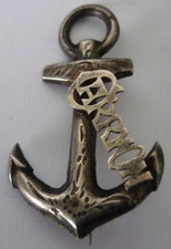 Antique Edwardian Sterling Silver Naval "CARRY ON" Anchor Brooch