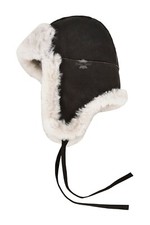 Men B3 Brown Cream Hat RAF Aviator Shearling Sheepskin WW2 Flying Trapper Hat