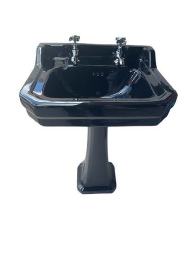 Black art deco basin 56cm - art,