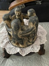 CIRCLE of FRIENDS ceramic candle holder Statue with 5 FRIENDS Rustic