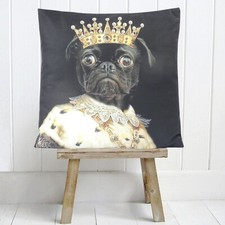 Black Pug Cushion Cover Steampunk Decorative Victorian Fantasy Dressed Animal UK