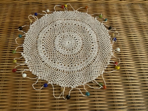 Vintage white crochet jug - vintage,