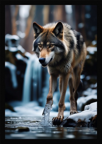 Wild wolf art - art, framed