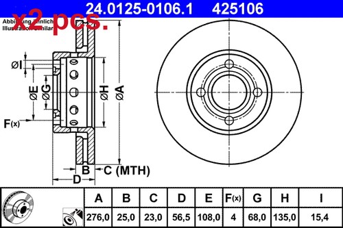 Pcs front brake disc rotos - x2,