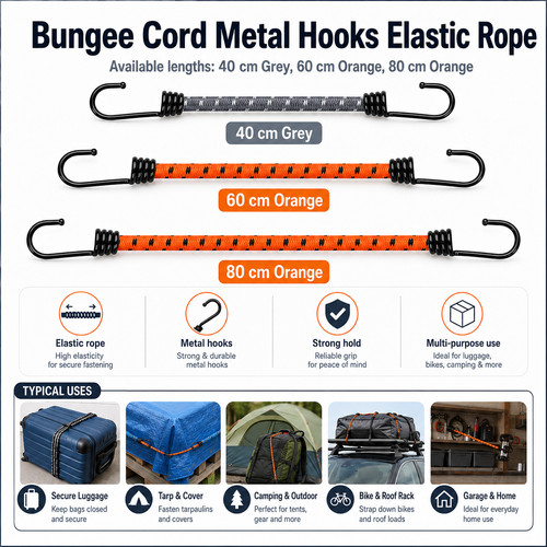 Bungee cord with - with, hooks