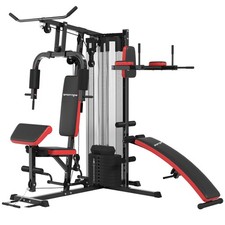 Multi Gym Station Home Workout Machine 65kg Full Body Training Equipment Black