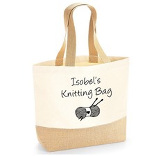 Personalised Knitting Tote Bag Crochet Craft storage personalised gift mum nana