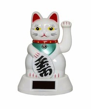 Lucky cat white - 5", waving