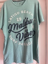 Mens Tesco F&F Tshirt Mint Green/blue Large Used