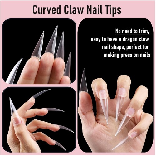 Xxl curved stiletto nail - xxl, tips
