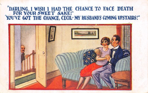 Old comic postcard - postcard, courting