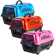 Pet Carrier Travel Crate for Cats and Small Dogs - Blue, Red, Pink