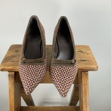 Boden Pink & Brown Suede Fabric Low Court Shoes EU39/UK6