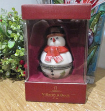 Villeroy & Boch 1748 Christmas Xmas Snowman Hinged Ceramic Trinket / Pill Box