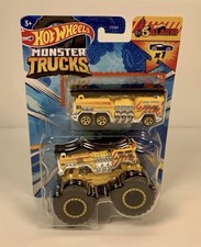 Hot Wheels Monster Trucks 5 Alarm Yellow Truck 1:64 New + Bonus Fire Truck
