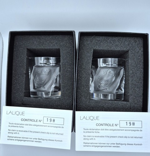 Lalique two owl shot glasses - lalique, glasses/