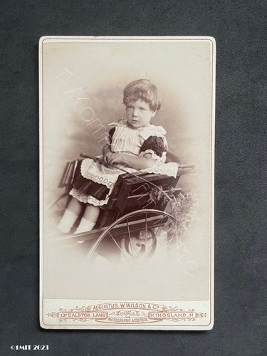 Cdv girl pram - pram, cart,