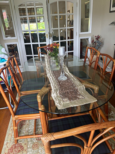 Oval glass top dining table - dining,