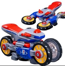 Bump & Go Kids Electric Transforming Motorcycle Toy – 360° Rotating Stunt Bike