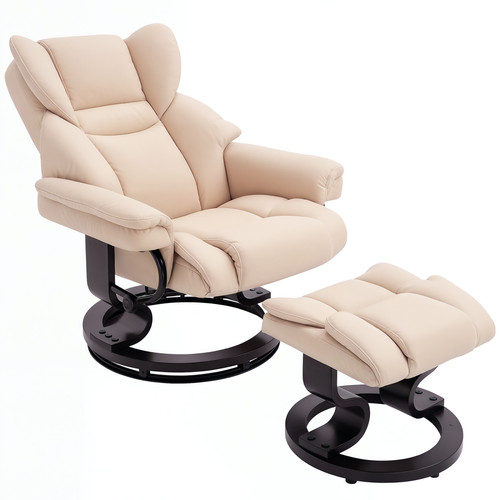 Cream leather recliner - cream,
