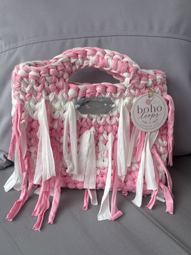 Pink white crocheted tassel - &,