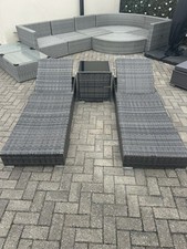 Three Piece Rattan Garden Sun Lounger Set