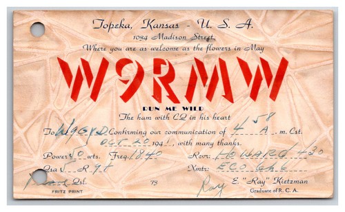 Qsl radio card topeka - qsl,