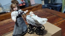 Dolls House Pram With Baby&Lady