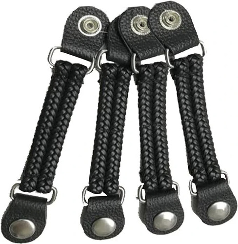 Plain braided black leather - plain,